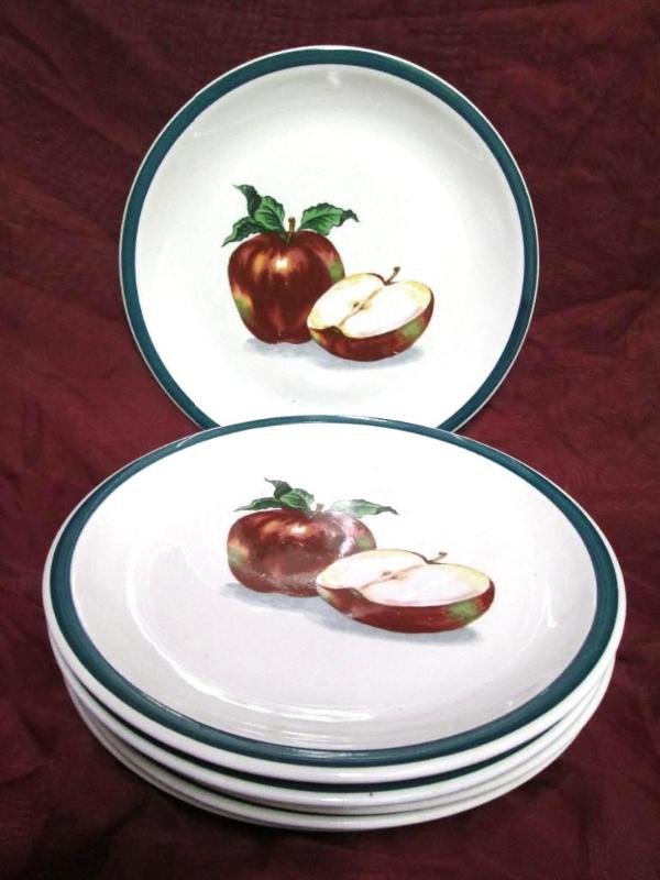 Set of 6 dinner plates with apple d...