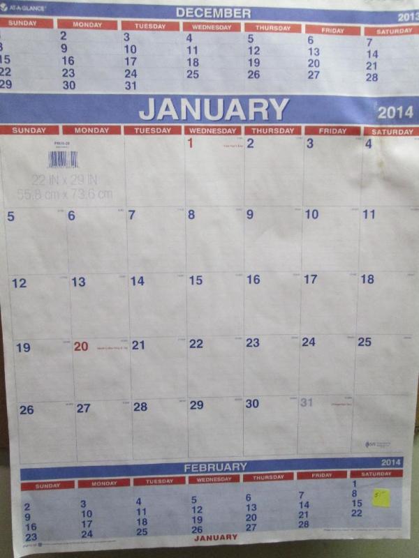 Lot of 3 22 x 29 calendars for 2014...