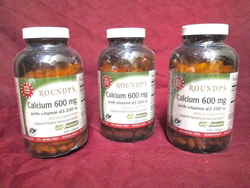 Lot of 3 Roundys Calcium 600 mg. 1...