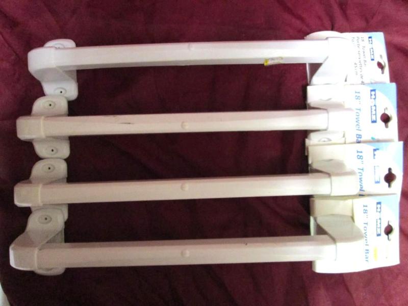 Lot of 4 18 resin towel bars, mount...