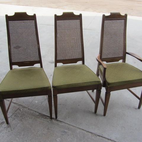 Three cane back dine chairs - one w...