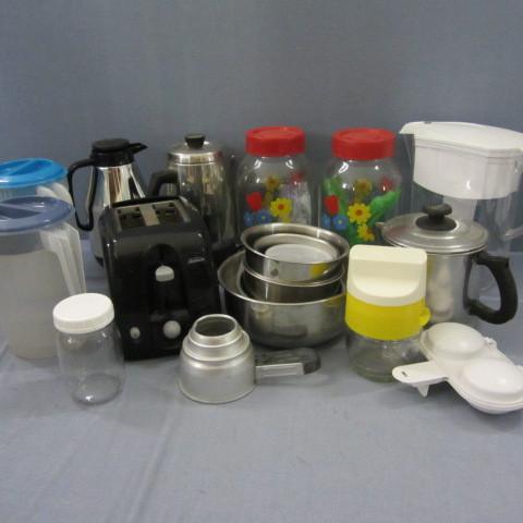 Brita water pitcher, sun tea jars, ...