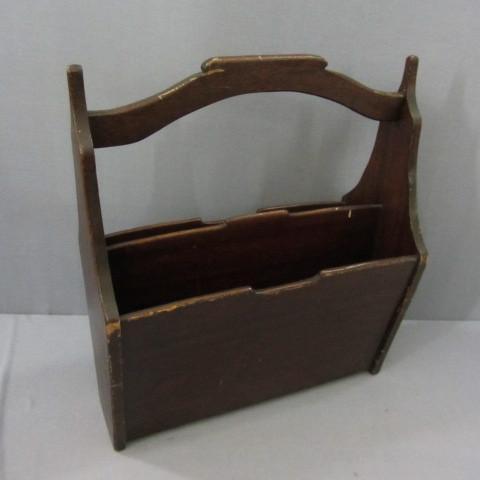 Vintage walnut magazine stand, subt...
