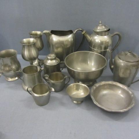 Pewter pieces teapot - creamsugar...