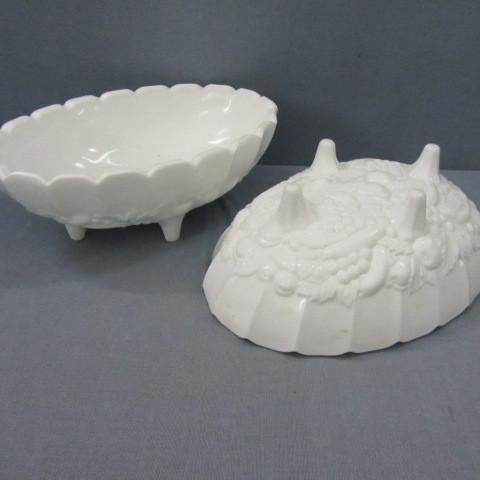 Pair Milk Glass console fruit bowls...