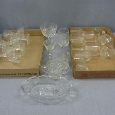Six sherbets, six etched wines with...
