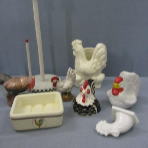Chicken shakers, candle, ceramic ut...