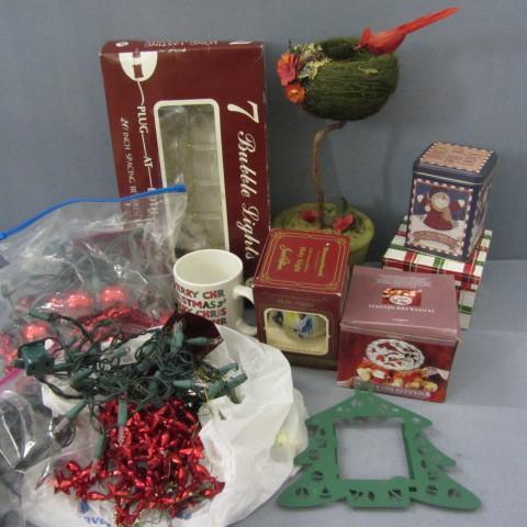 Christmas potted cardinal bird nes...