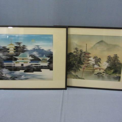Two Oriental framed pieces, 25&quot...