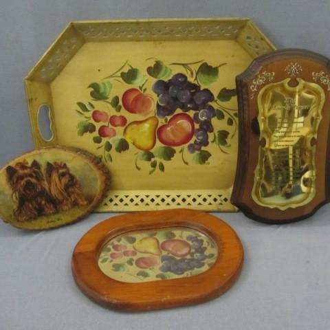 Hand painted 20&quot metal tray, H...