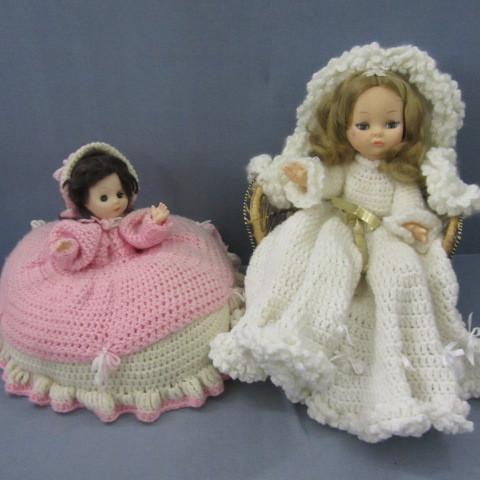Dolls with hand crocheted outfits, ...