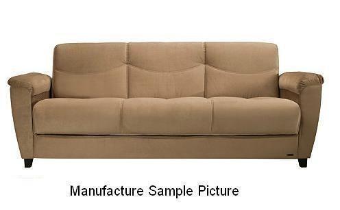 lot 10 image: Tan MicrofiberKlik Klak Sofa When y...