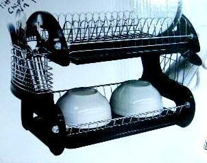 lot 13 image: NEW Home Basics Two Tier Dish Drain...