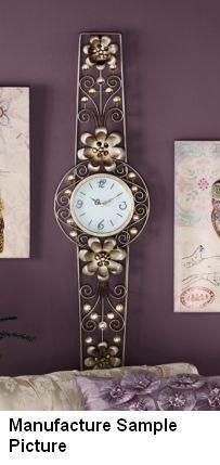 lot 132 image: NEW Tall Glam Wall Clock Wire and m...