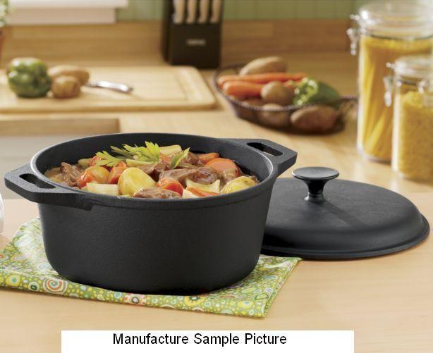 lot 15 image: NEW Cast Iron 5 Quart Dutch Oven wi...