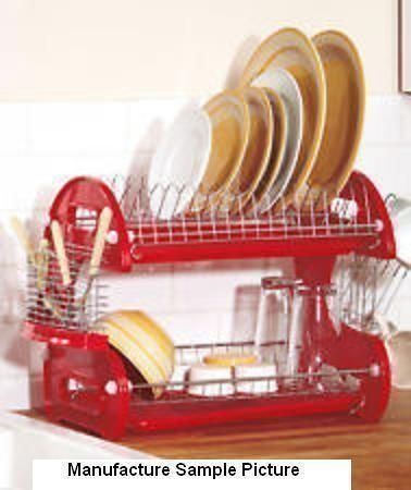lot 34 image: NEW Home Basics Two Tier Dish Drain...