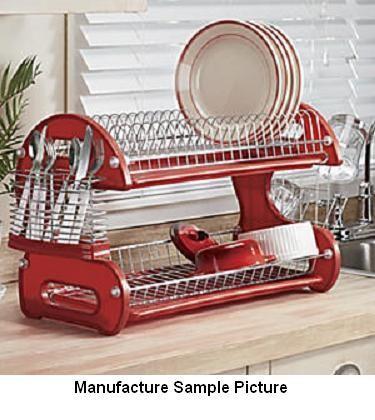 lot 46 image: NEW Home Basics Two Tier Dish Drain...