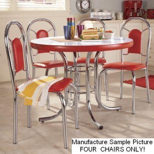 lot 8 image: NEW Four Piece Retro Dining Chair S...