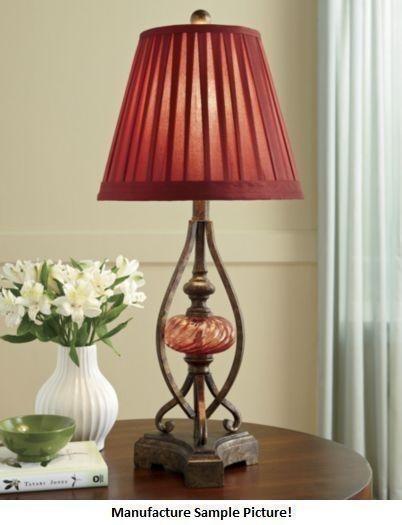 lot 89 image: Maroon Table Lamp Burgundy adds ric...