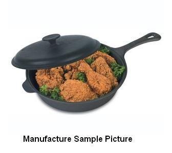 lot 90 image: Cast Iron Skillet with Two Lids Com...