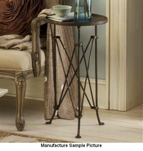lot 91 image: Round Metal Side Table Brown painte...