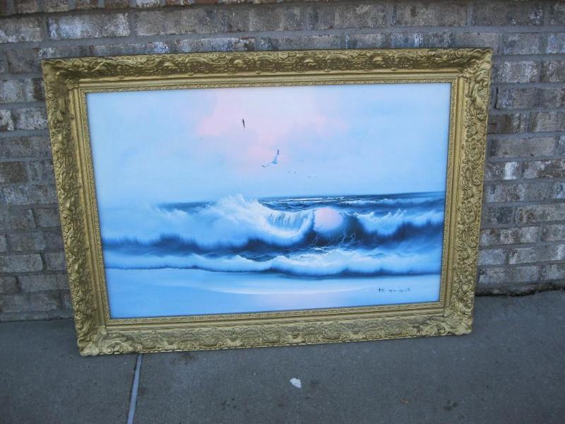 lot 130 image: Large Framed Painting - Has A Tear ...