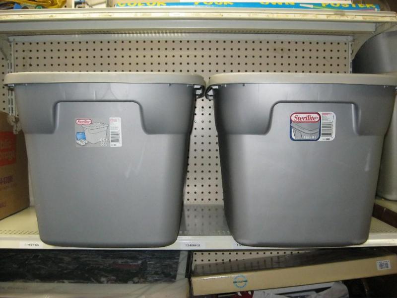 lot 160 image: Pair Of Gray 18 Gallon Storage Bins...