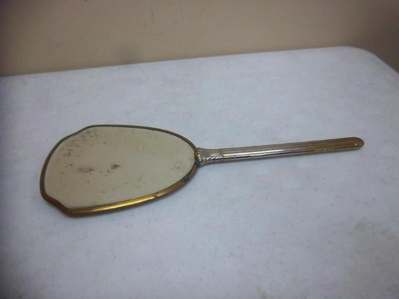 lot 198 image: Hand Held Metal Mirror Some Wear...