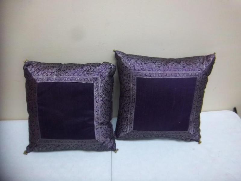 lot 44 image: Pair Of Purple Pillows With Bells O...