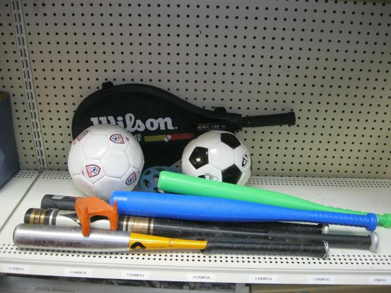 lot 46 image: Lot Of Sports Items - Bats, Balls...