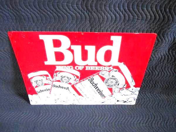 lot 19 image: Aluminum Bud Beer Sign   Me...