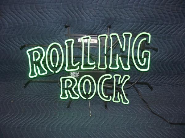lot 2 image: Neon Rolling Rock Sign   Pl...
