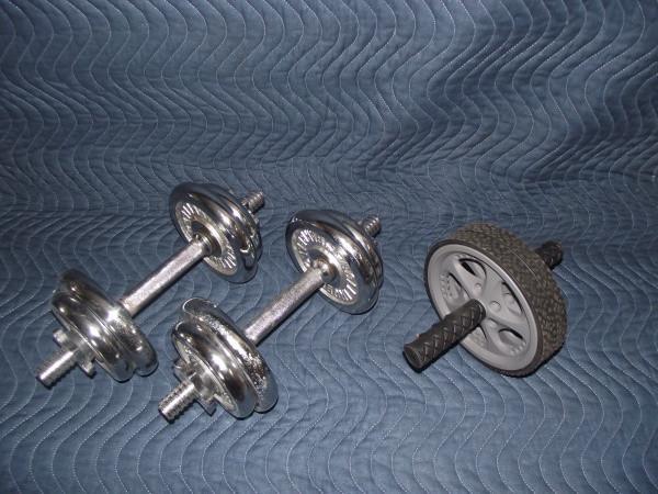 lot 6 image: Exercise Weights and Ab Roller ...