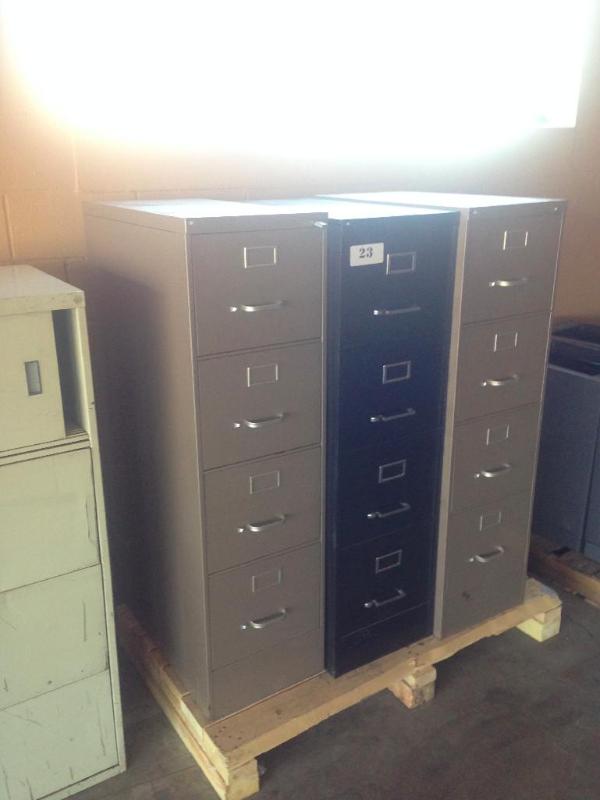 Lot of 3 metal filing cabinets. 4 d...
