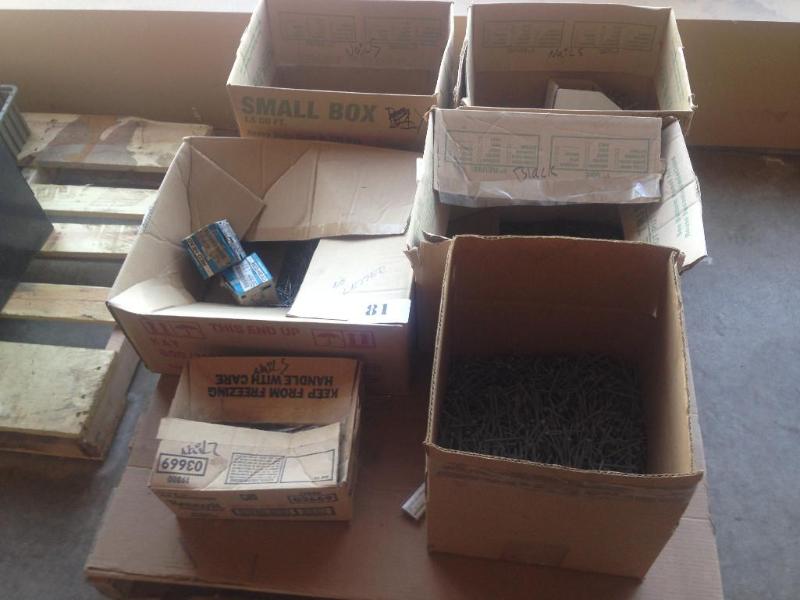 Pallet lot of misc. nails and one b...