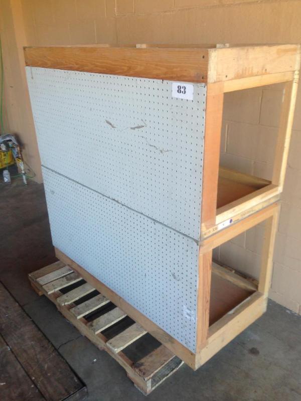 2 homemade work benches with pegboa...
