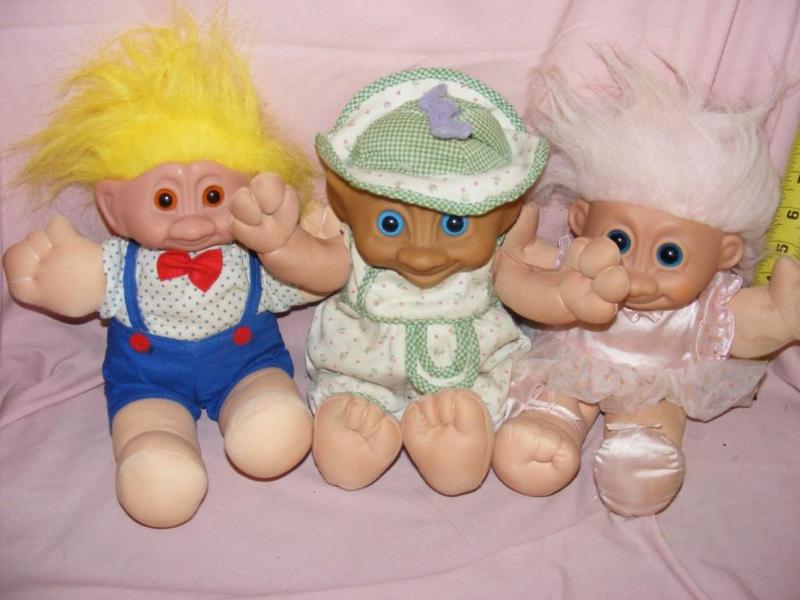 lot 258 image: Three Troll Dolls, stuffed...