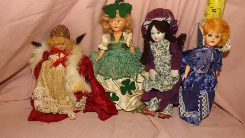 lot 273 image: Lot of 4 Small Dolls, 7 to 8 tall...