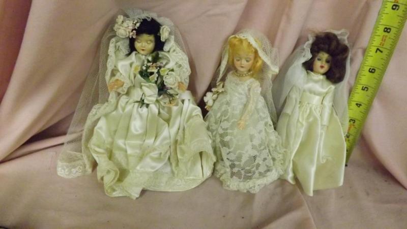 lot 276 image: Lot of 3 small Bride Dolls, approx ...