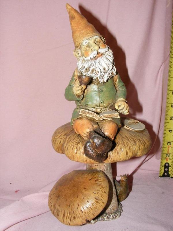 lot 79 image: Garden Gnome sitting on a mushroom...