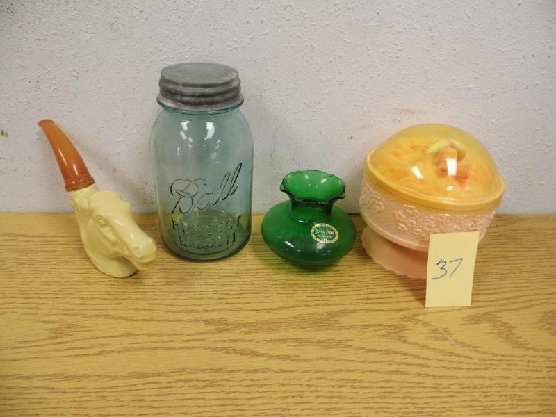 Ball Jar with lid, Anchor Glass, Po...