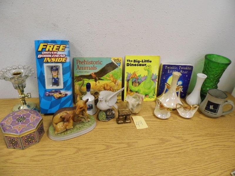 Lot of Misc Vases, Books and tin...