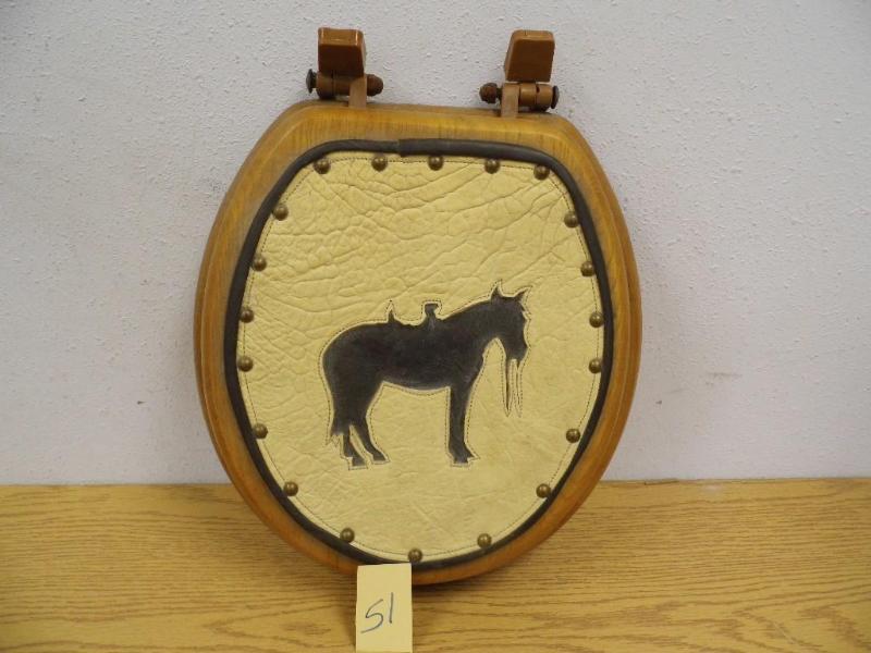 Oak Toilet Seat with Leather Emboss...