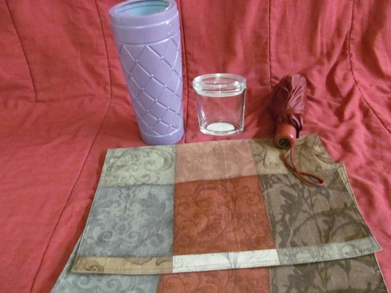 2 Placemats, Umbrella, Covered Jar,...