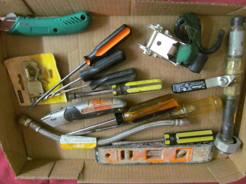 Box of Tools - Screwdrivers, Hose, ...