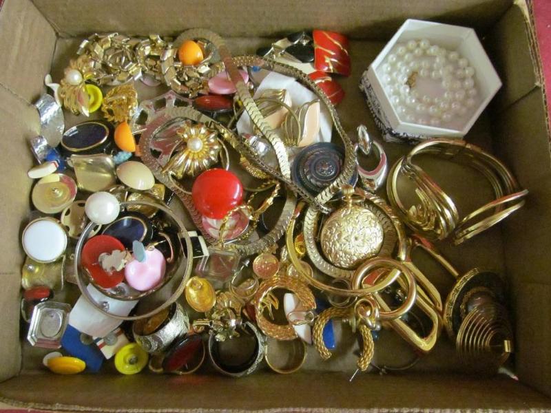 Box of Costume Jewelry - Earrings, ...