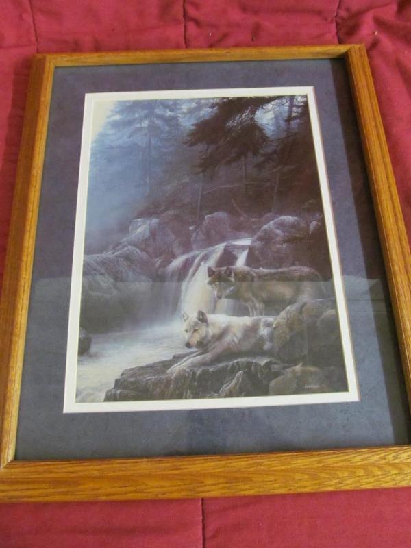 Picture of Wolves by Waterfall, Kev...