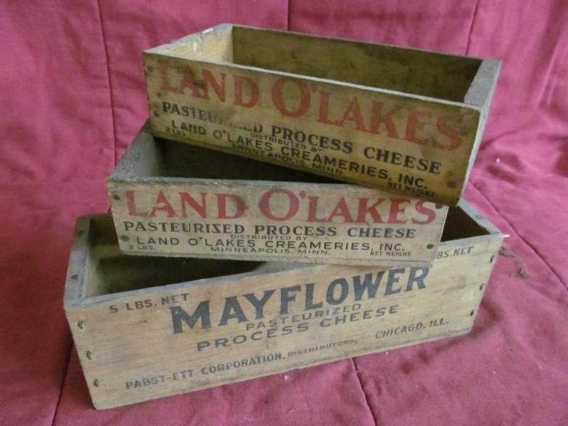 3 Wooden Cheese Boxes - Mayflower a...
