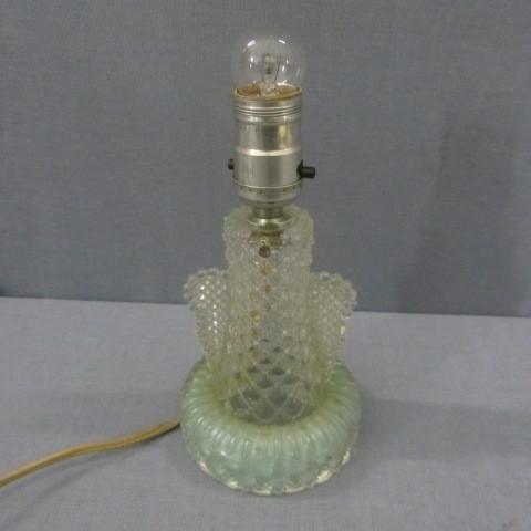 Art Deco dresser lamp, blue  clear...