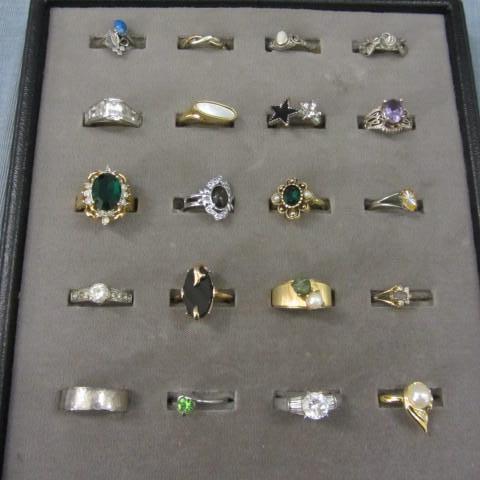 Twenty rings, costume jewelry,